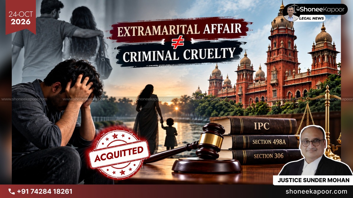 Husband's Extramarital Affair Alone Not Cruelty Under Section 498A IPC: Madras High Court Upholds Acquittal In Wife's Suicide Case