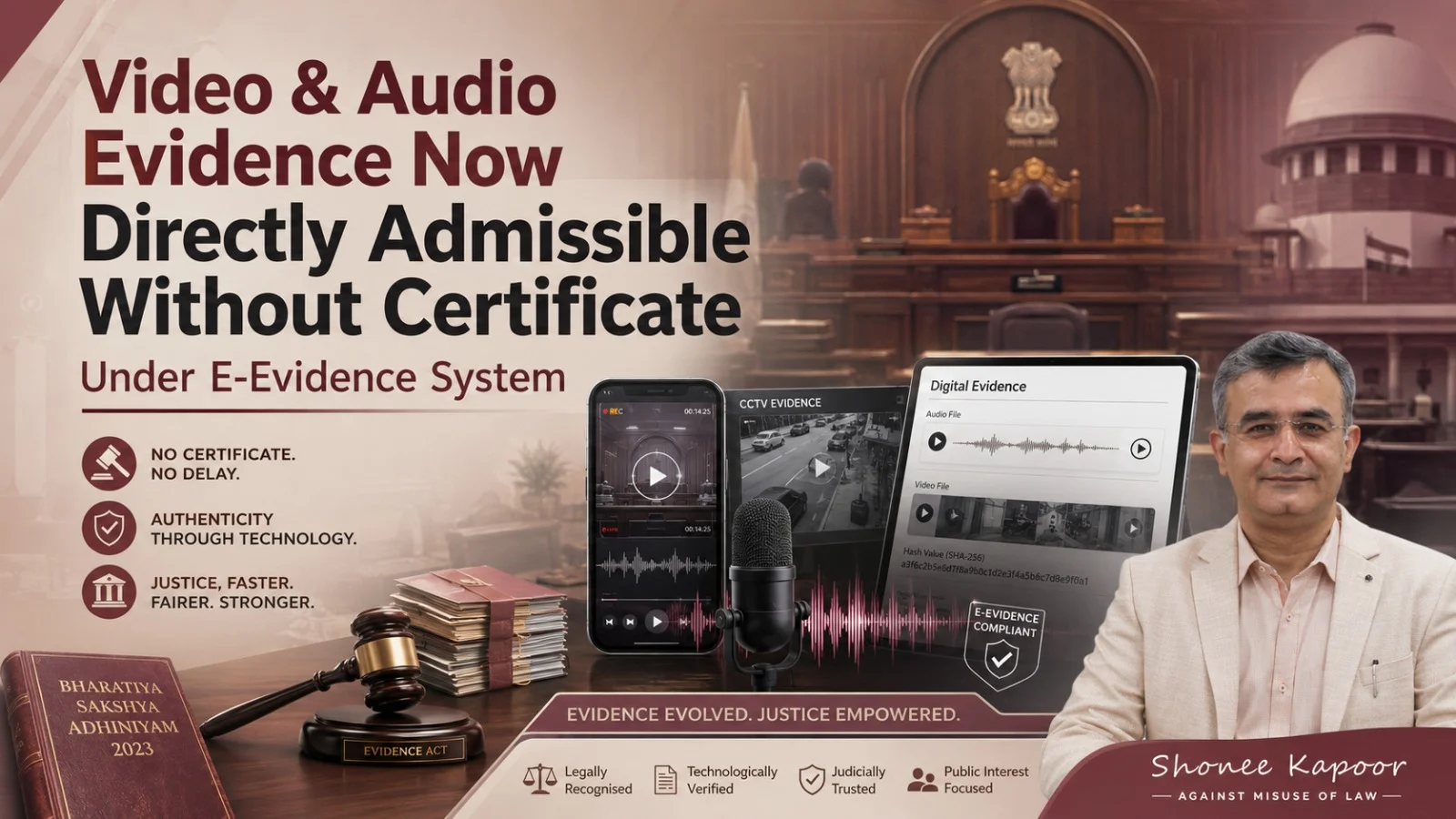 Video & Audio Evidence Now Directly Admissible Without Certificate Under E-Evidence System